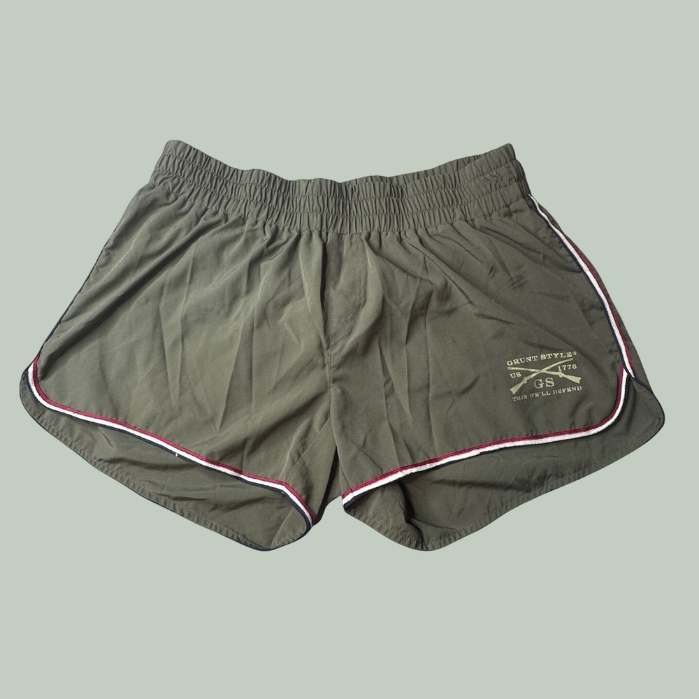 Grunt Style Shorts Womens XL Olive Green Patriotic Dolphin Athletic EXCELLENT